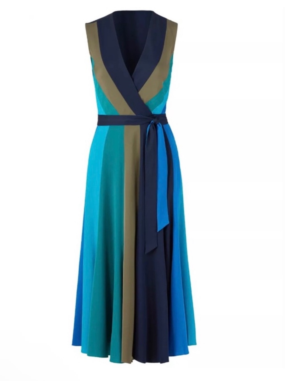 Diane Von Furstenberg Penelope Silk Sleeveless Wrap Midi Dress - Picture 1 of 16